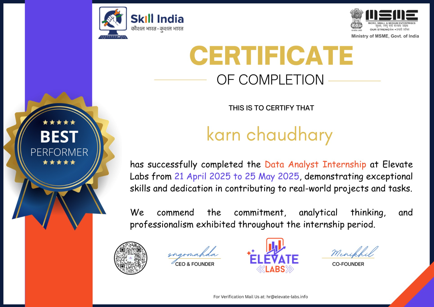 Data Analysis Certificate